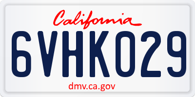 CA license plate 6VHK029