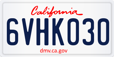 CA license plate 6VHK030