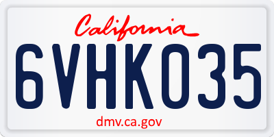 CA license plate 6VHK035