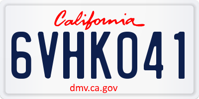 CA license plate 6VHK041