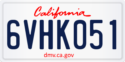 CA license plate 6VHK051