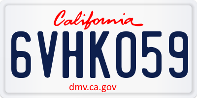 CA license plate 6VHK059