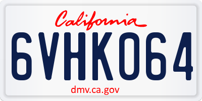 CA license plate 6VHK064
