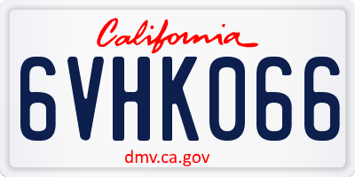 CA license plate 6VHK066