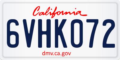 CA license plate 6VHK072