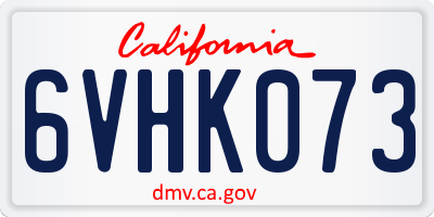 CA license plate 6VHK073