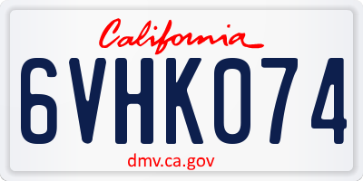 CA license plate 6VHK074