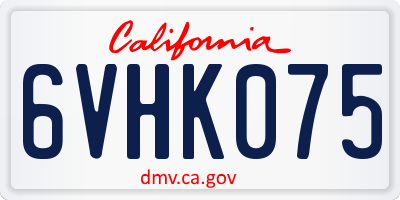 CA license plate 6VHK075
