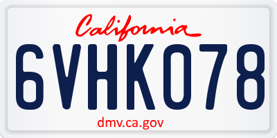 CA license plate 6VHK078