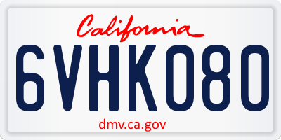 CA license plate 6VHK080