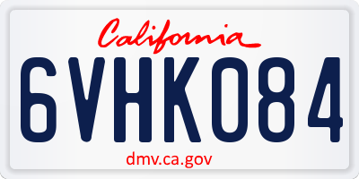 CA license plate 6VHK084