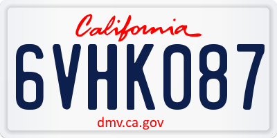 CA license plate 6VHK087