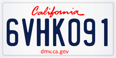 CA license plate 6VHK091