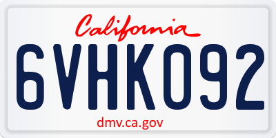 CA license plate 6VHK092
