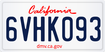 CA license plate 6VHK093