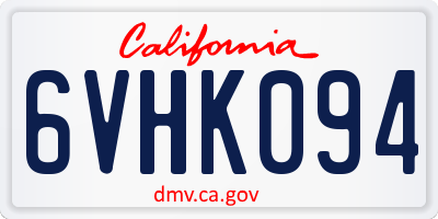CA license plate 6VHK094