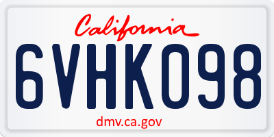 CA license plate 6VHK098