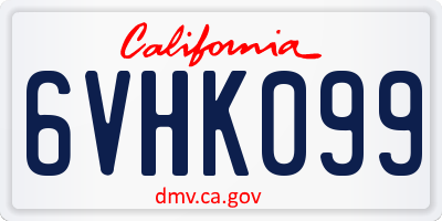 CA license plate 6VHK099