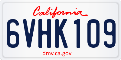 CA license plate 6VHK109