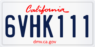 CA license plate 6VHK111