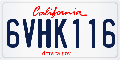 CA license plate 6VHK116