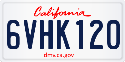 CA license plate 6VHK120
