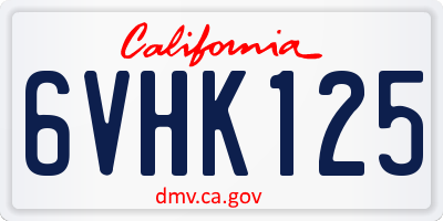CA license plate 6VHK125