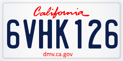 CA license plate 6VHK126