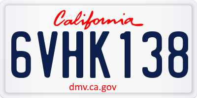 CA license plate 6VHK138