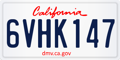 CA license plate 6VHK147