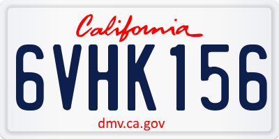 CA license plate 6VHK156