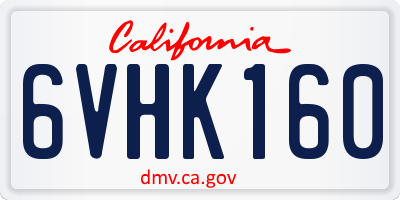 CA license plate 6VHK160