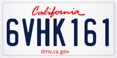 CA license plate 6VHK161