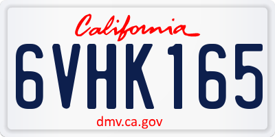 CA license plate 6VHK165