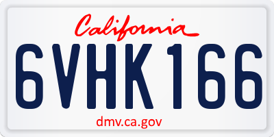 CA license plate 6VHK166