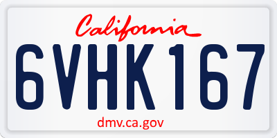 CA license plate 6VHK167