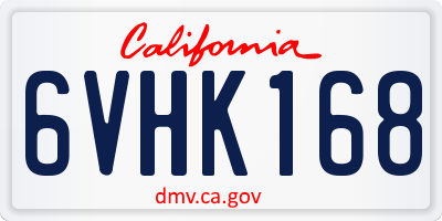 CA license plate 6VHK168