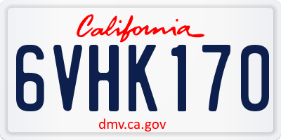 CA license plate 6VHK170