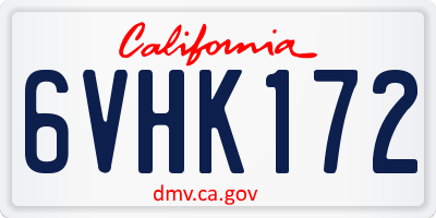CA license plate 6VHK172