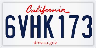 CA license plate 6VHK173