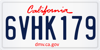 CA license plate 6VHK179