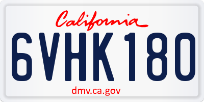 CA license plate 6VHK180