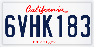 CA license plate 6VHK183