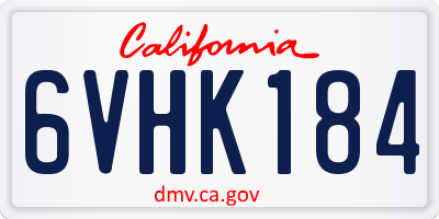 CA license plate 6VHK184