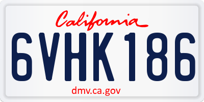 CA license plate 6VHK186