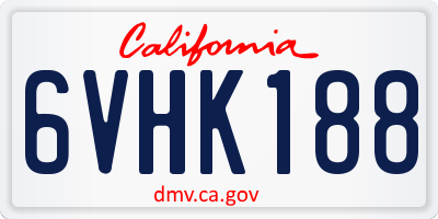 CA license plate 6VHK188