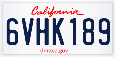 CA license plate 6VHK189