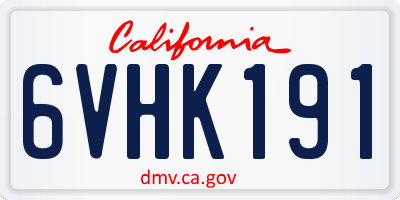 CA license plate 6VHK191