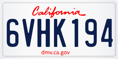 CA license plate 6VHK194