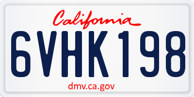 CA license plate 6VHK198